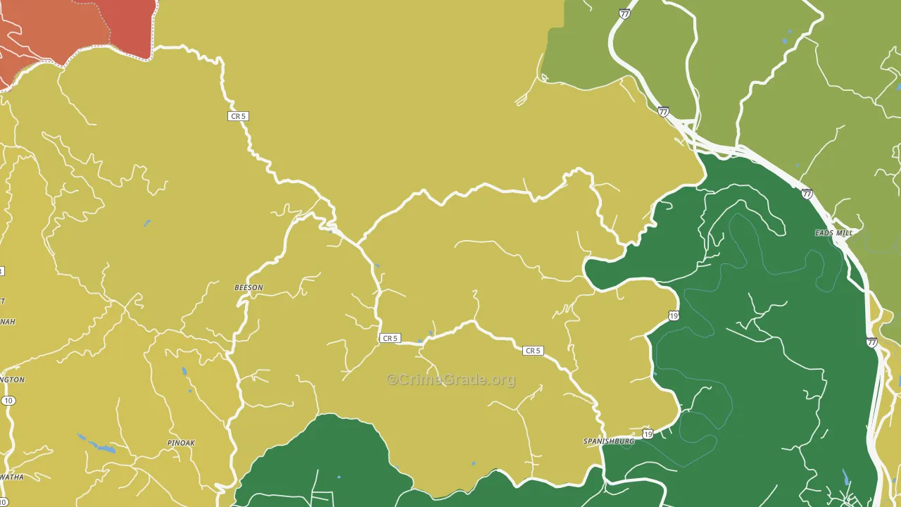 Beeson, WV Map of Assault Rates