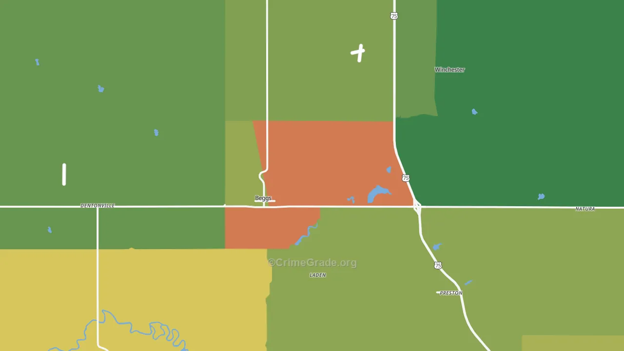 Beggs, OK Map of Assault Rates