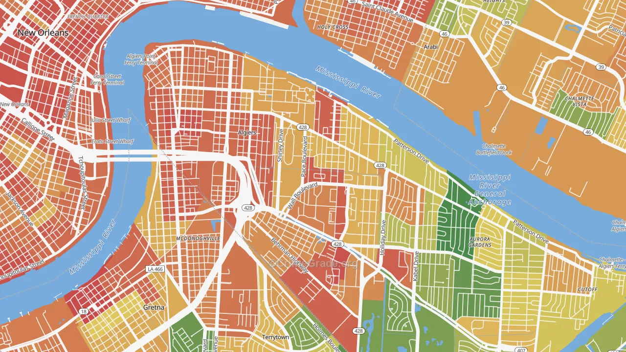 Behrman, New Orleans, LA Map of Assault Rates