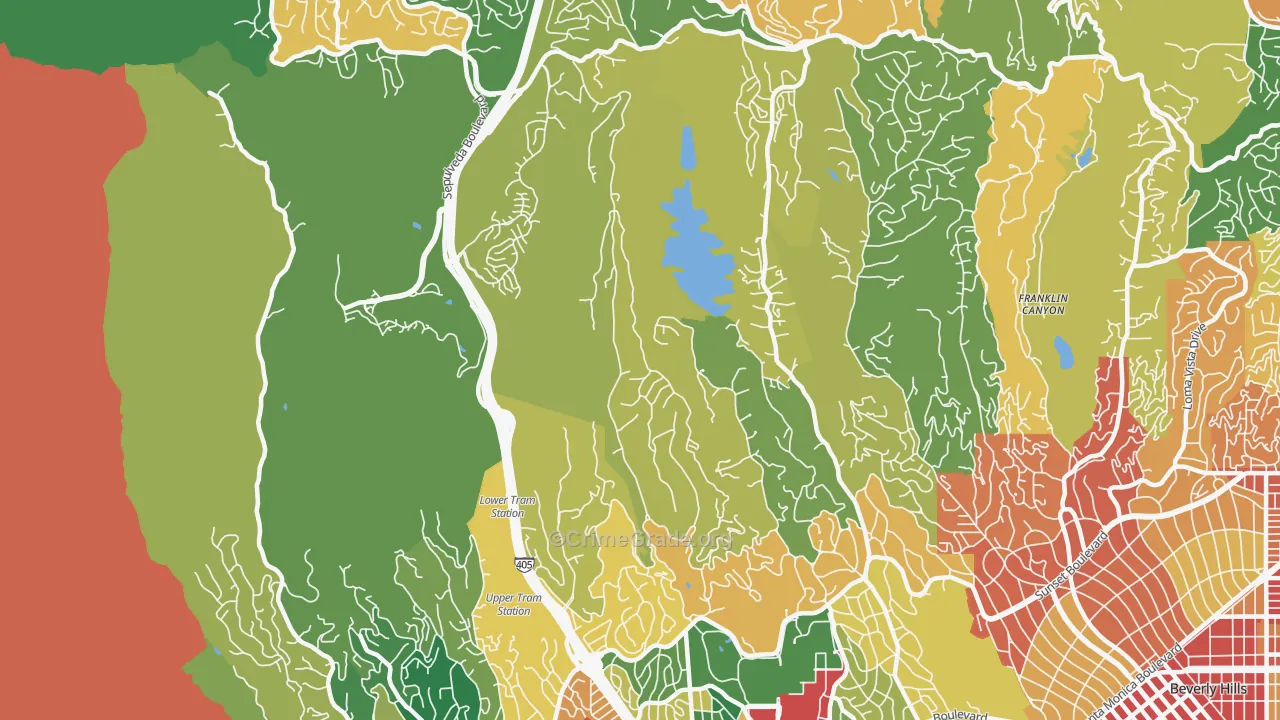 Bel Air, Los Angeles, CA Map of Assault Rates