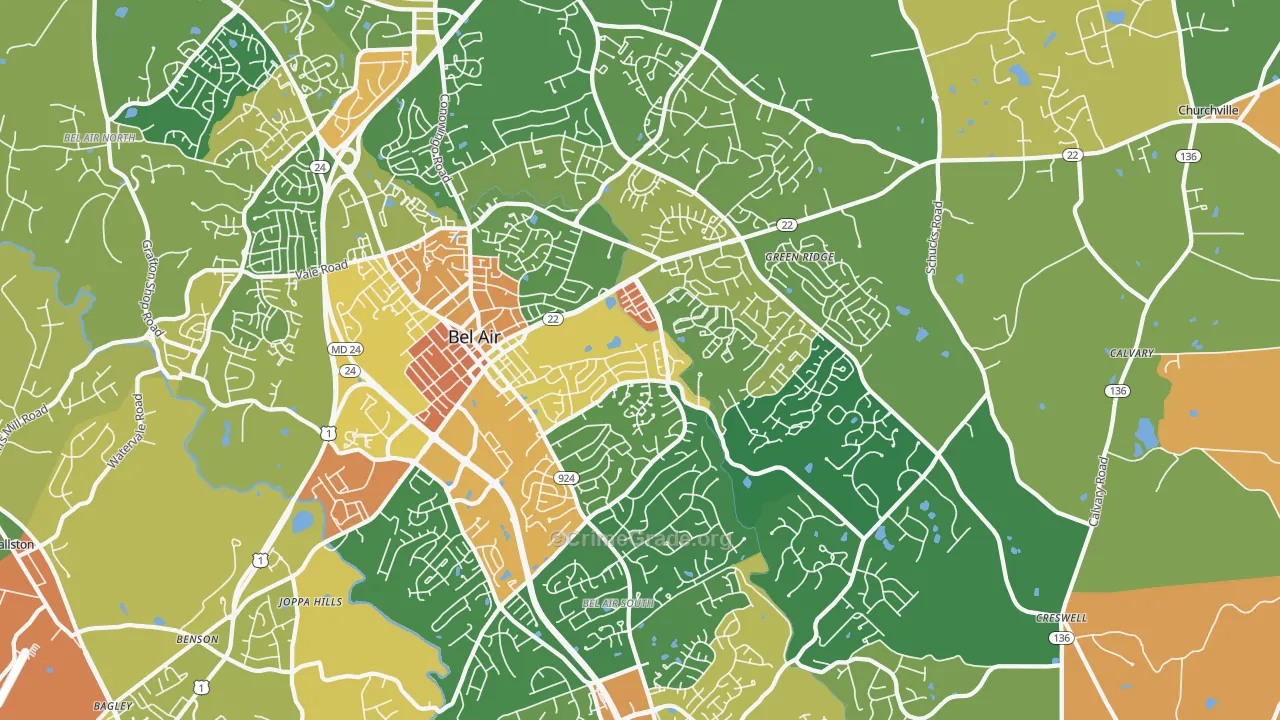 Bel Air, MD Map of Assault Rates