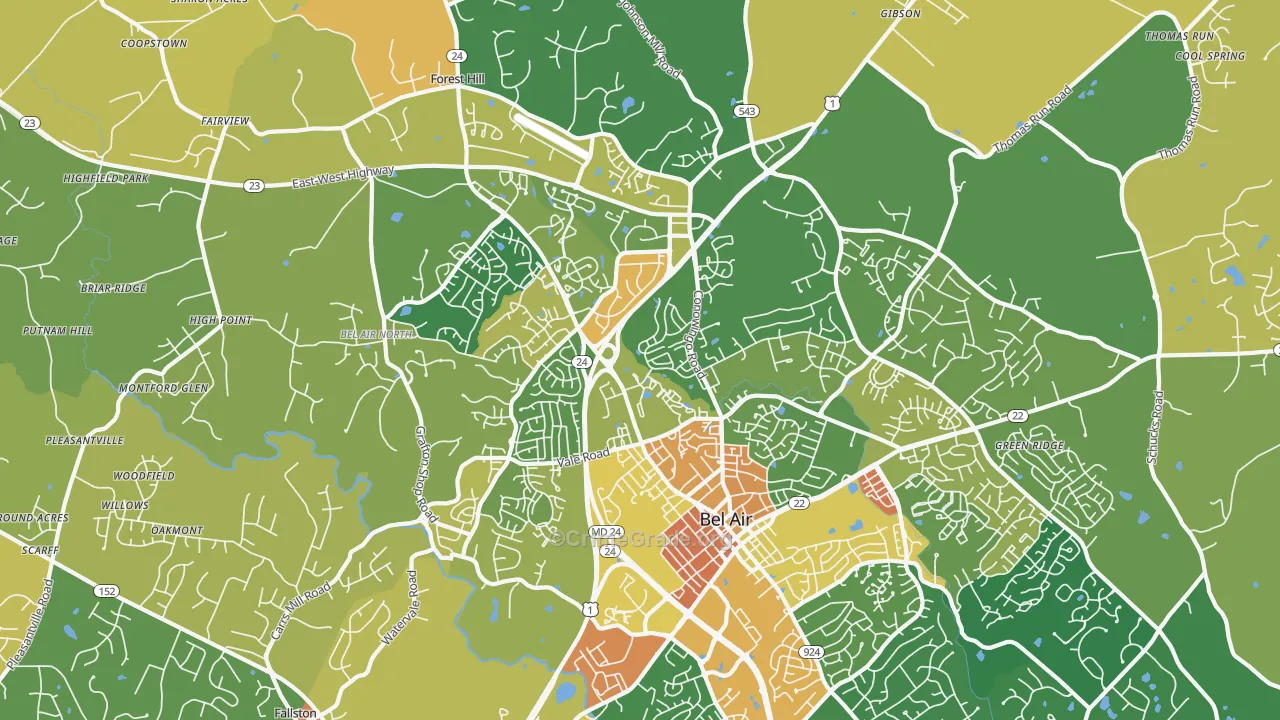 Bel Air North, MD Map of Assault Rates