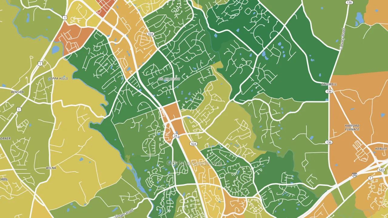 Bel Air South, MD Map of Assault Rates
