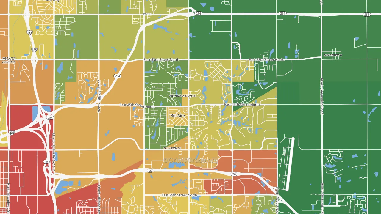 Bel Aire, KS Map of Assault Rates