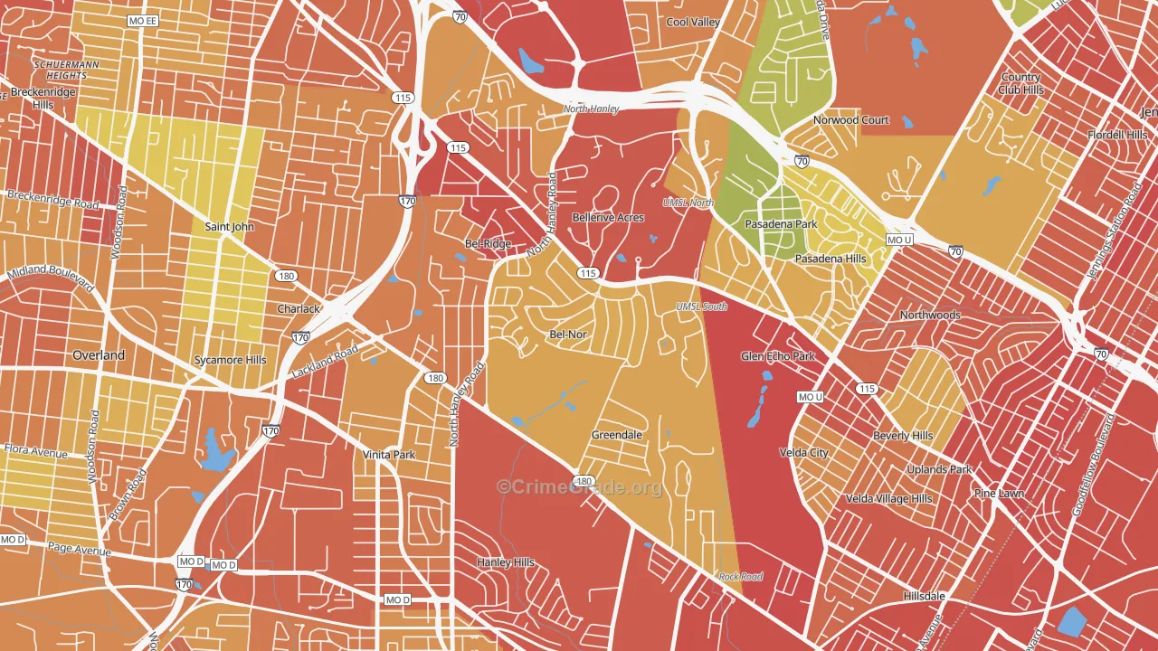 Bel-Nor, MO Map of Assault Rates