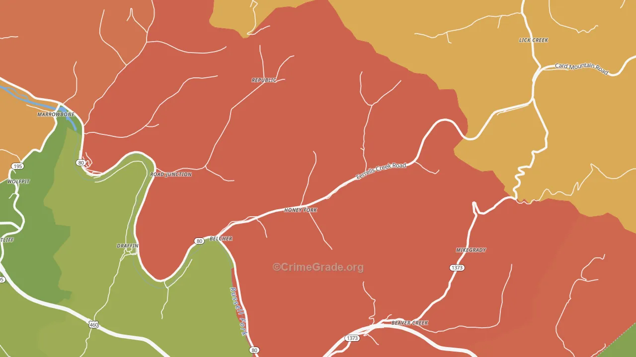 Belcher, KY Map of Assault Rates