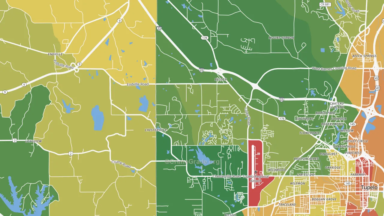 Belden, MS Map of Assault Rates