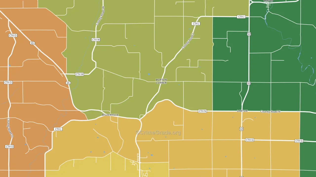 Beldenville, WI Map of Assault Rates