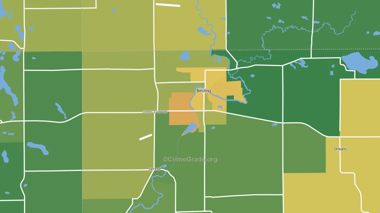 Belding, MI Map of Assault Rates