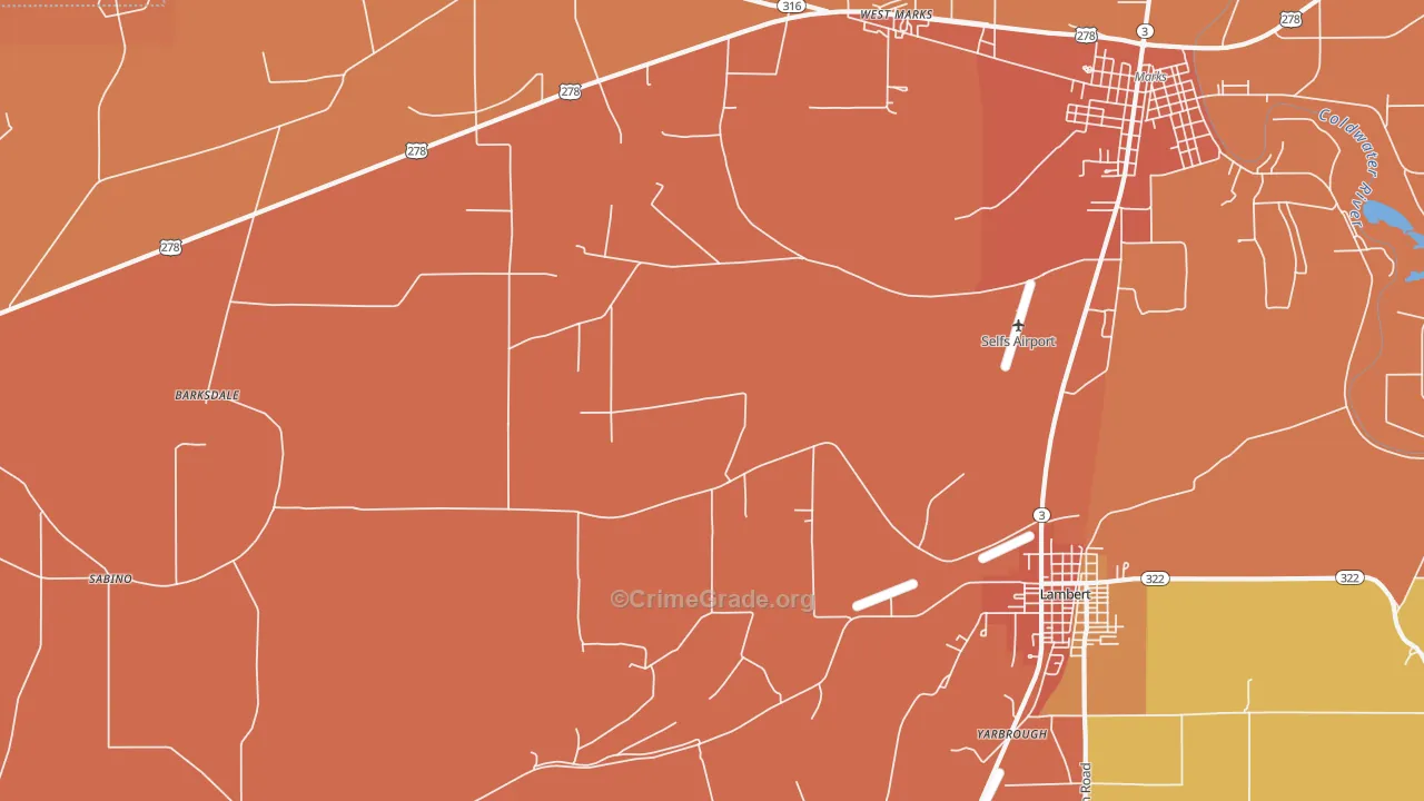Belen, MS Map of Assault Rates