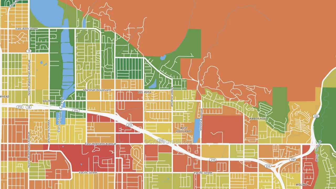 Belevedere, San Bernardino, CA Map of Assault Rates