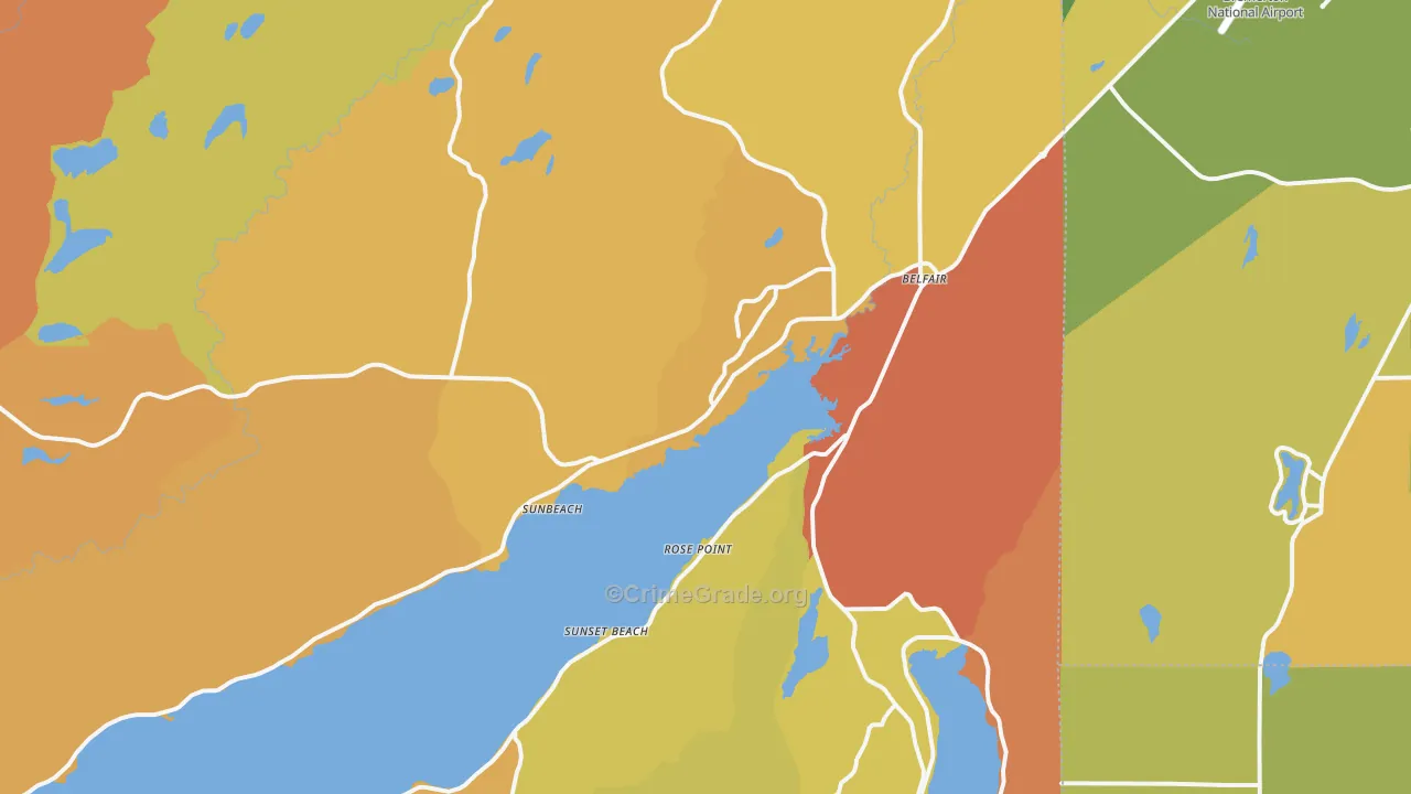 Belfair, WA Map of Assault Rates