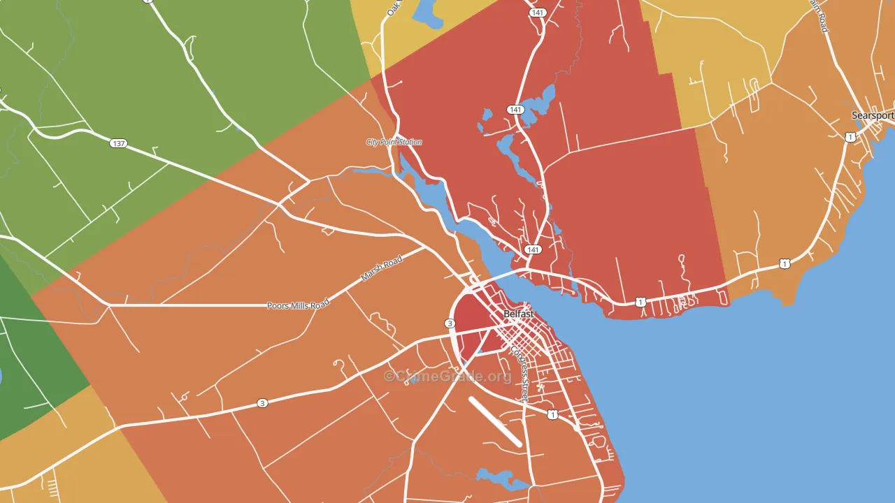 Belfast, ME Map of Assault Rates