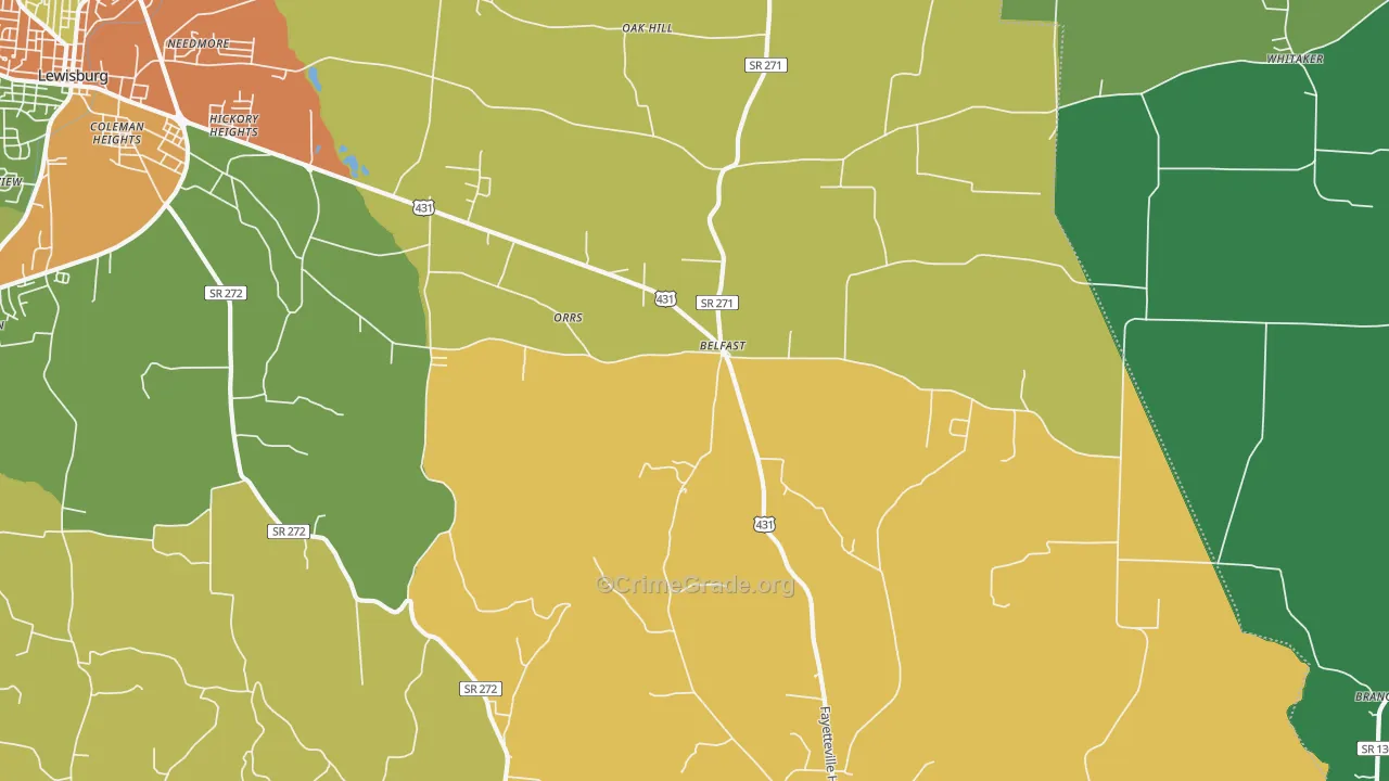 Belfast, TN Map of Assault Rates