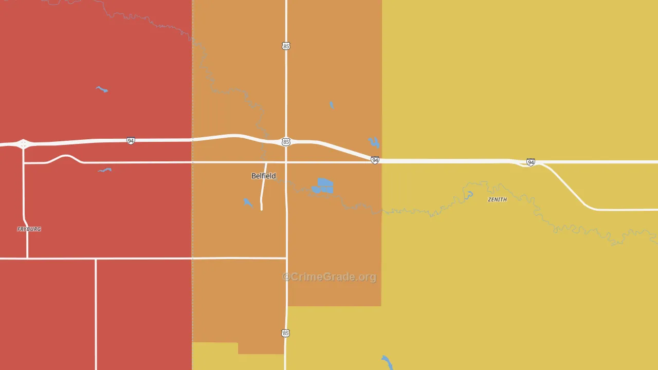 Belfield, ND Map of Assault Rates