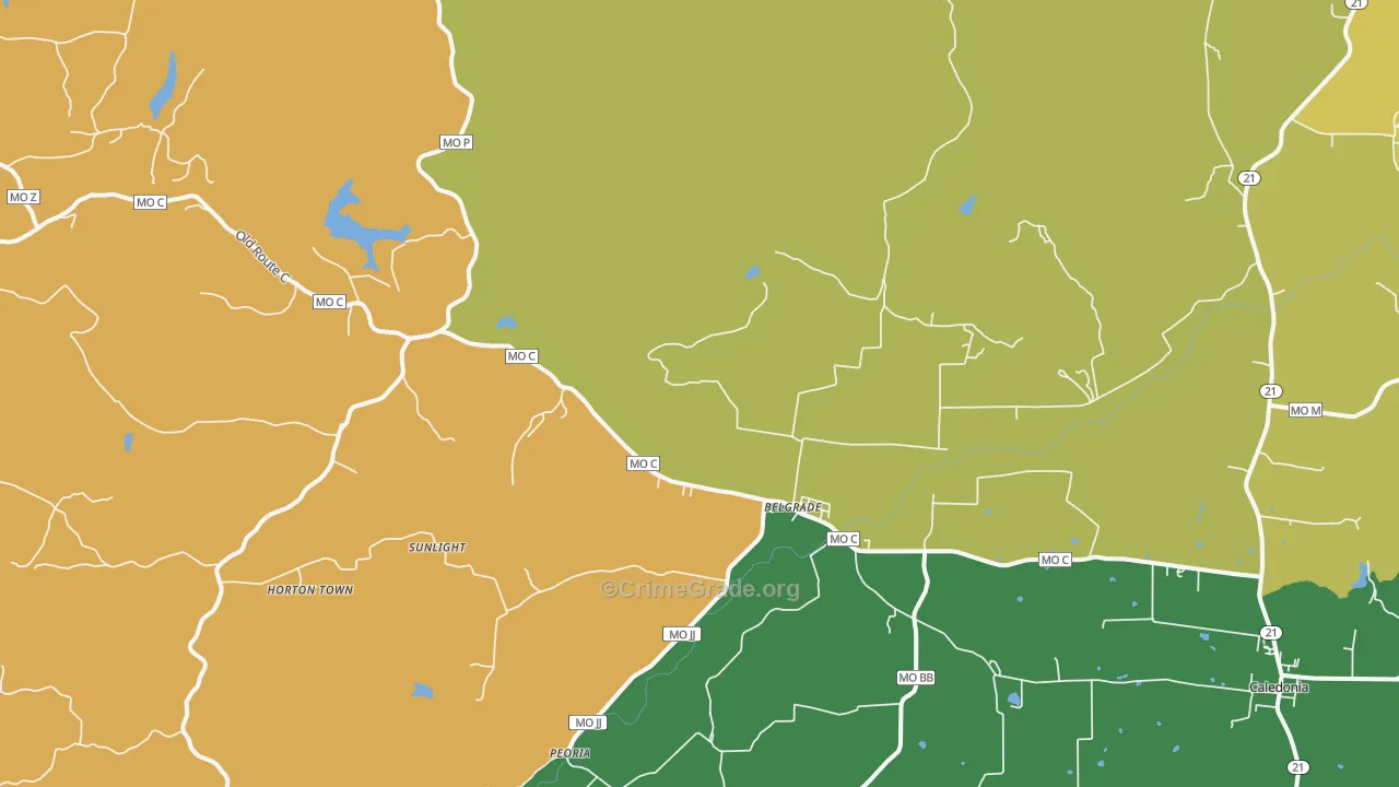Belgrade, MO Map of Assault Rates