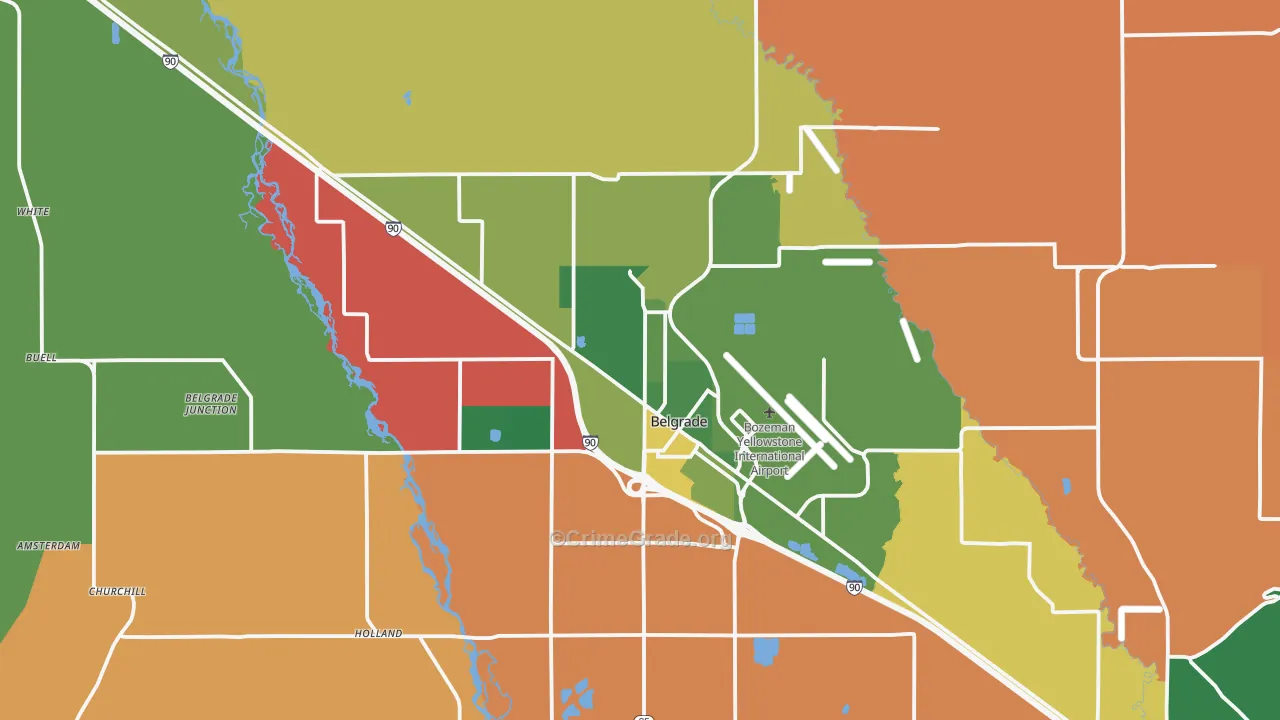 Belgrade, MT Map of Assault Rates