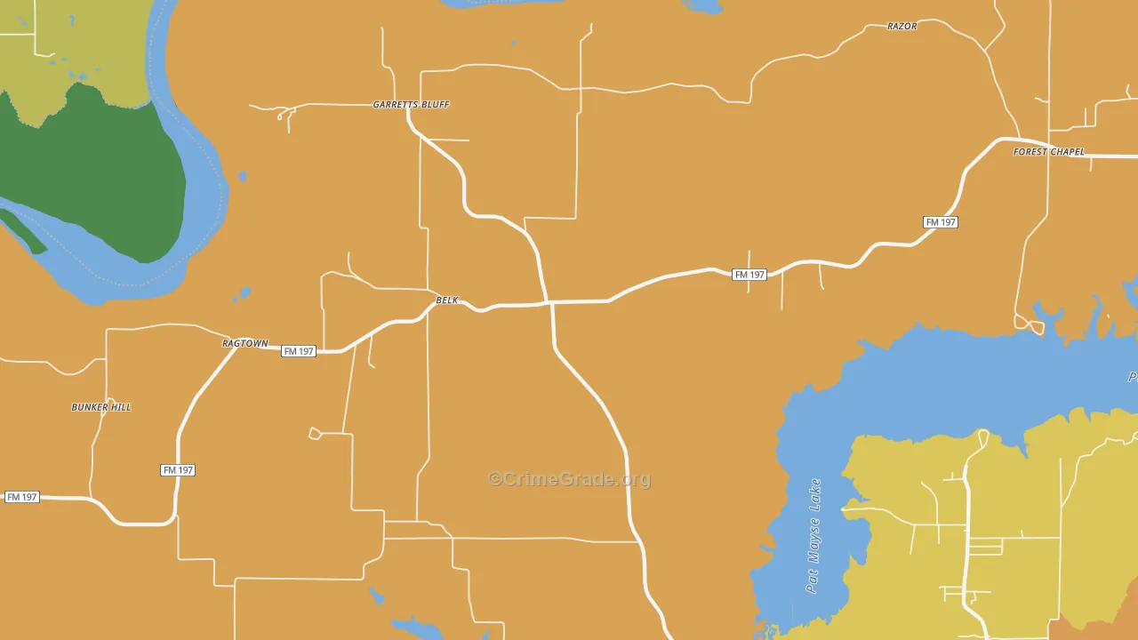 Belk, TX Map of Assault Rates