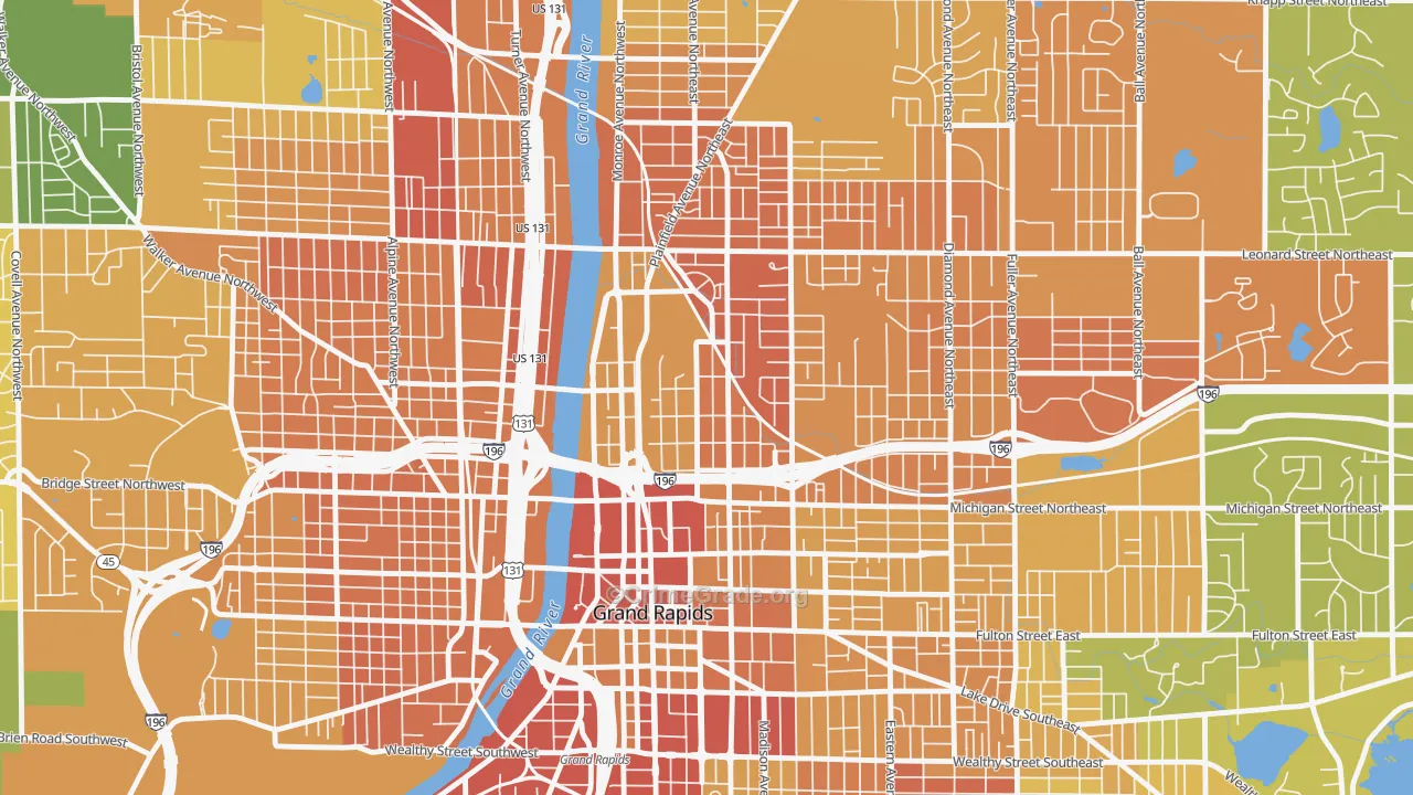 Belknap Lookout, Grand Rapids, MI Map of Assault Rates