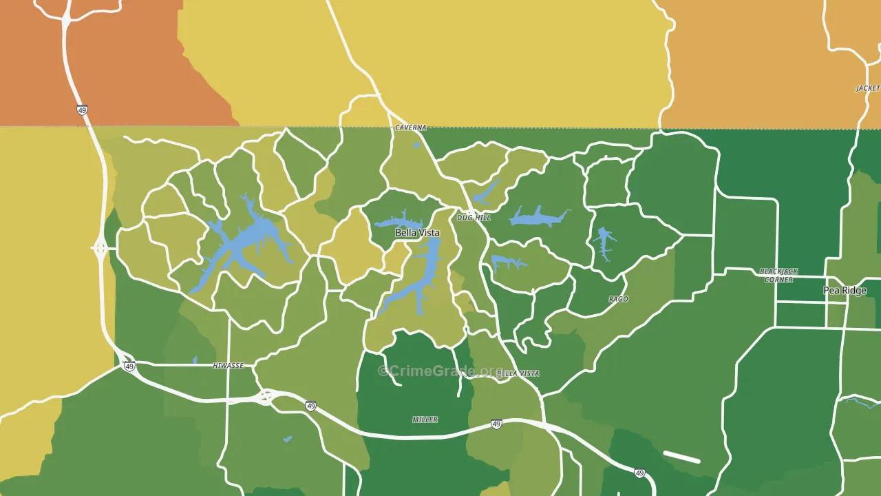 Bella Vista, AR Map of Assault Rates