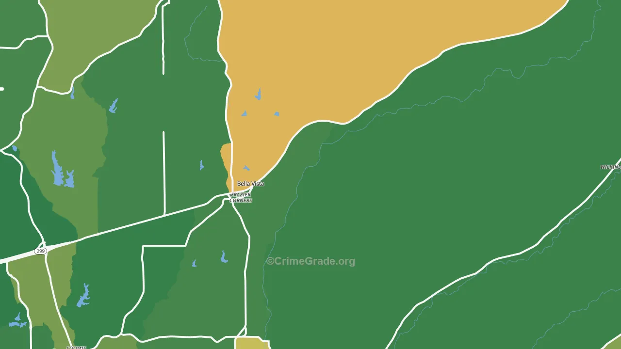 Bella Vista, CA Map of Assault Rates