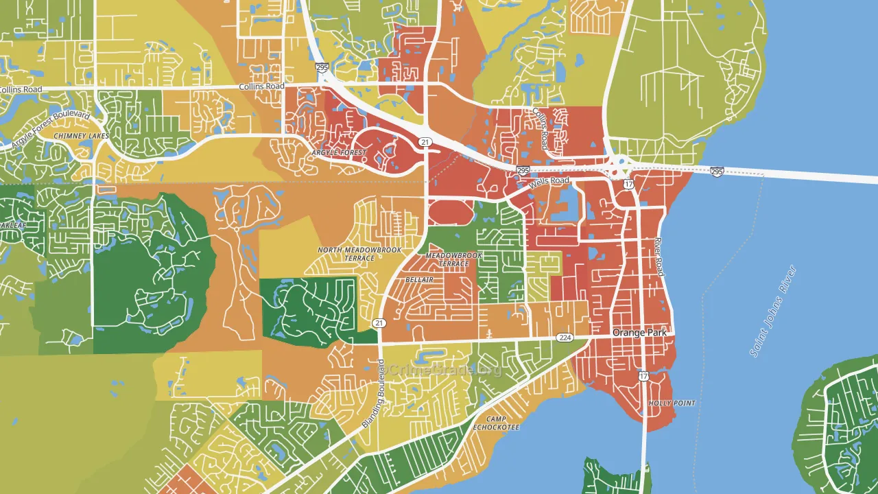 Bellair-Meadowbrook Terrace, FL Map of Assault Rates
