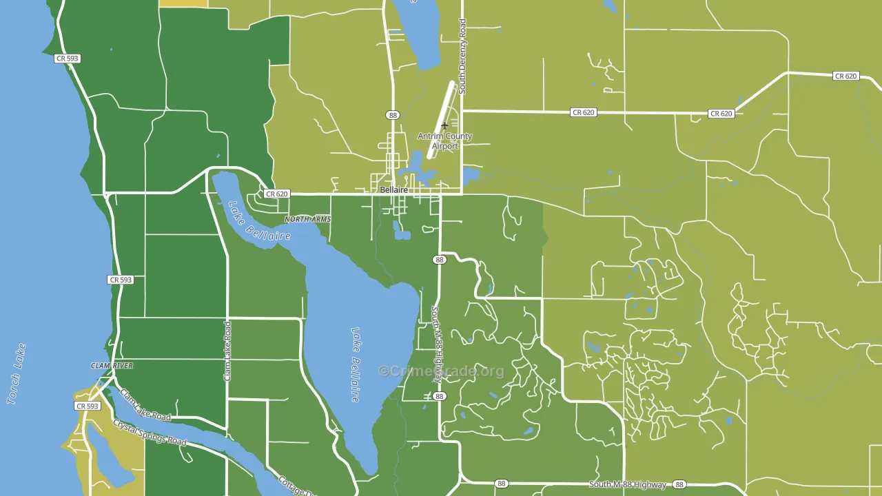 Bellaire, MI Map of Assault Rates