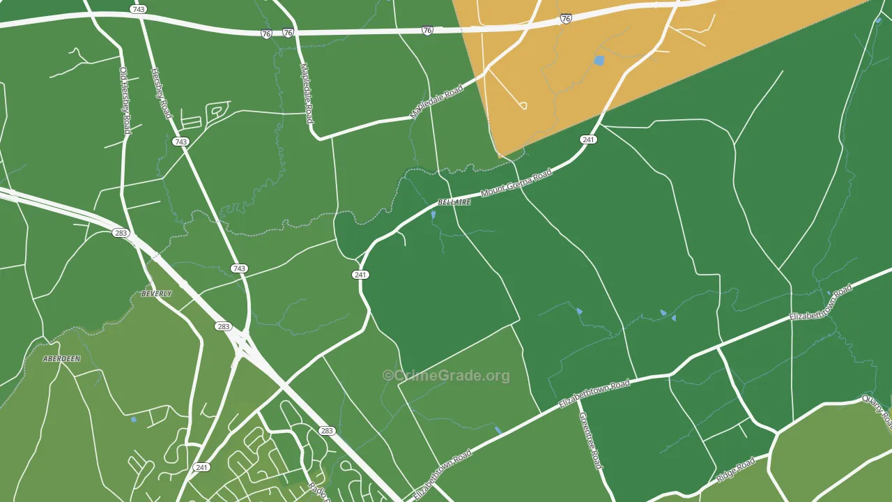 Bellaire, PA Map of Assault Rates