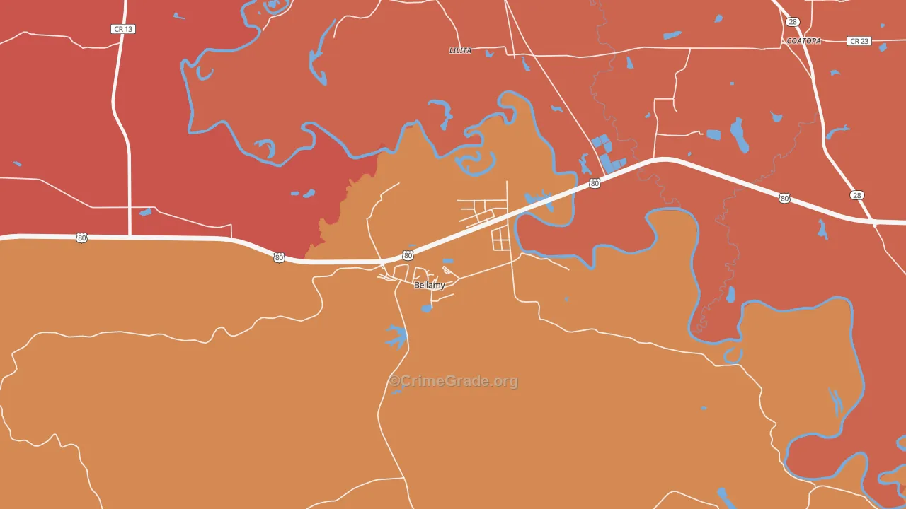 Bellamy, AL Map of Assault Rates
