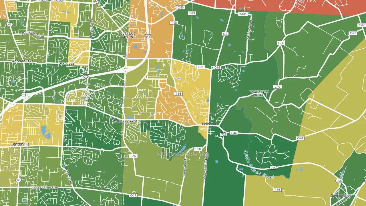 Bellbrook, OH Map of Assault Rates