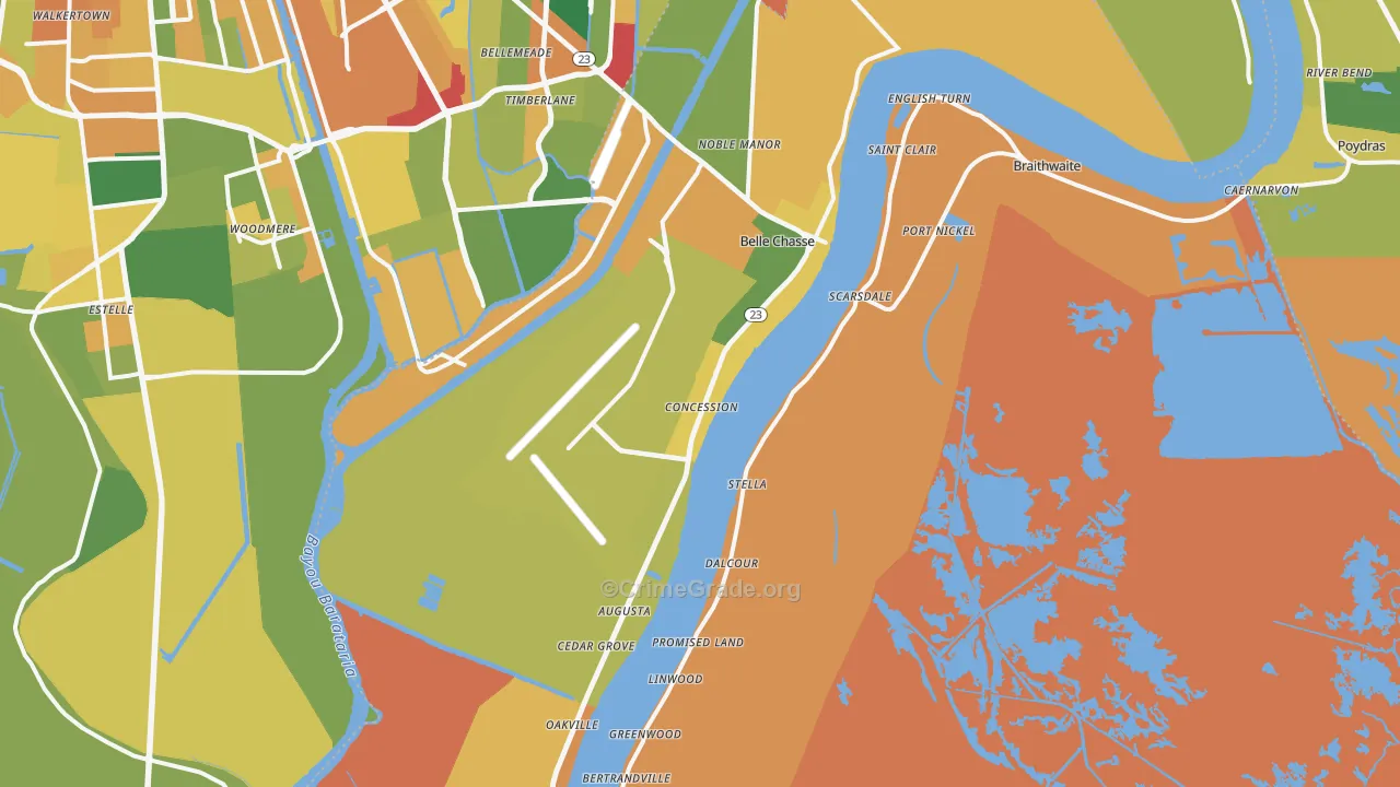 Belle Chasse, LA Map of Assault Rates