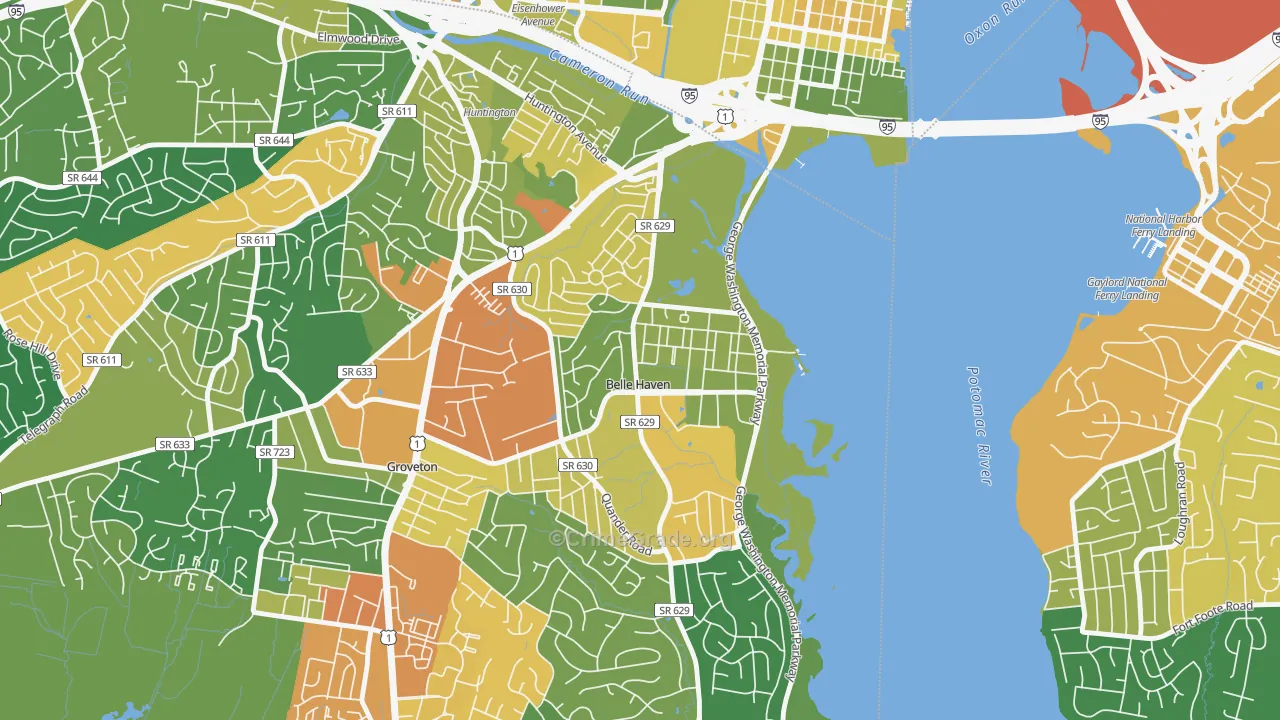 Belle Haven, Belle View, VA Map of Assault Rates