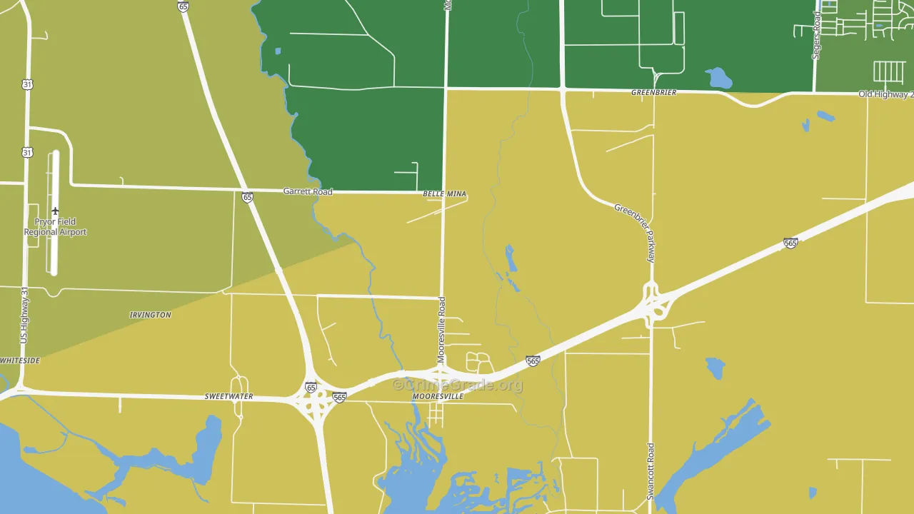Belle Mina, AL Map of Assault Rates