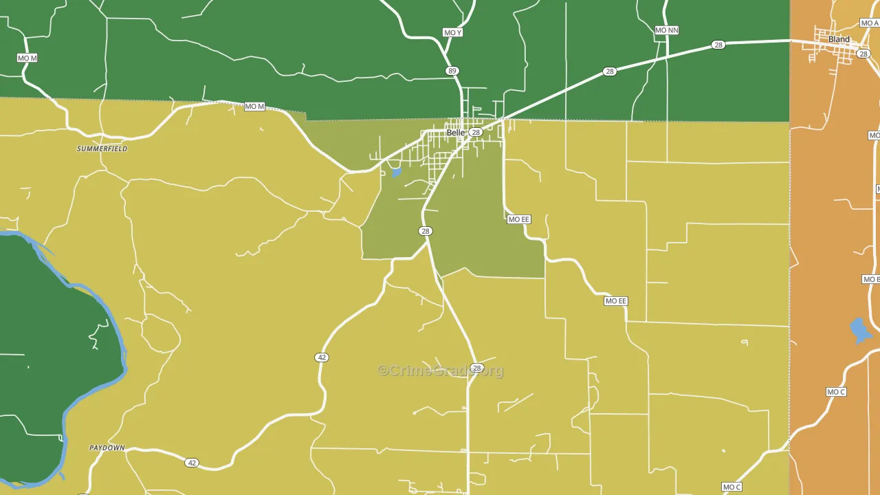 Belle, MO Map of Assault Rates