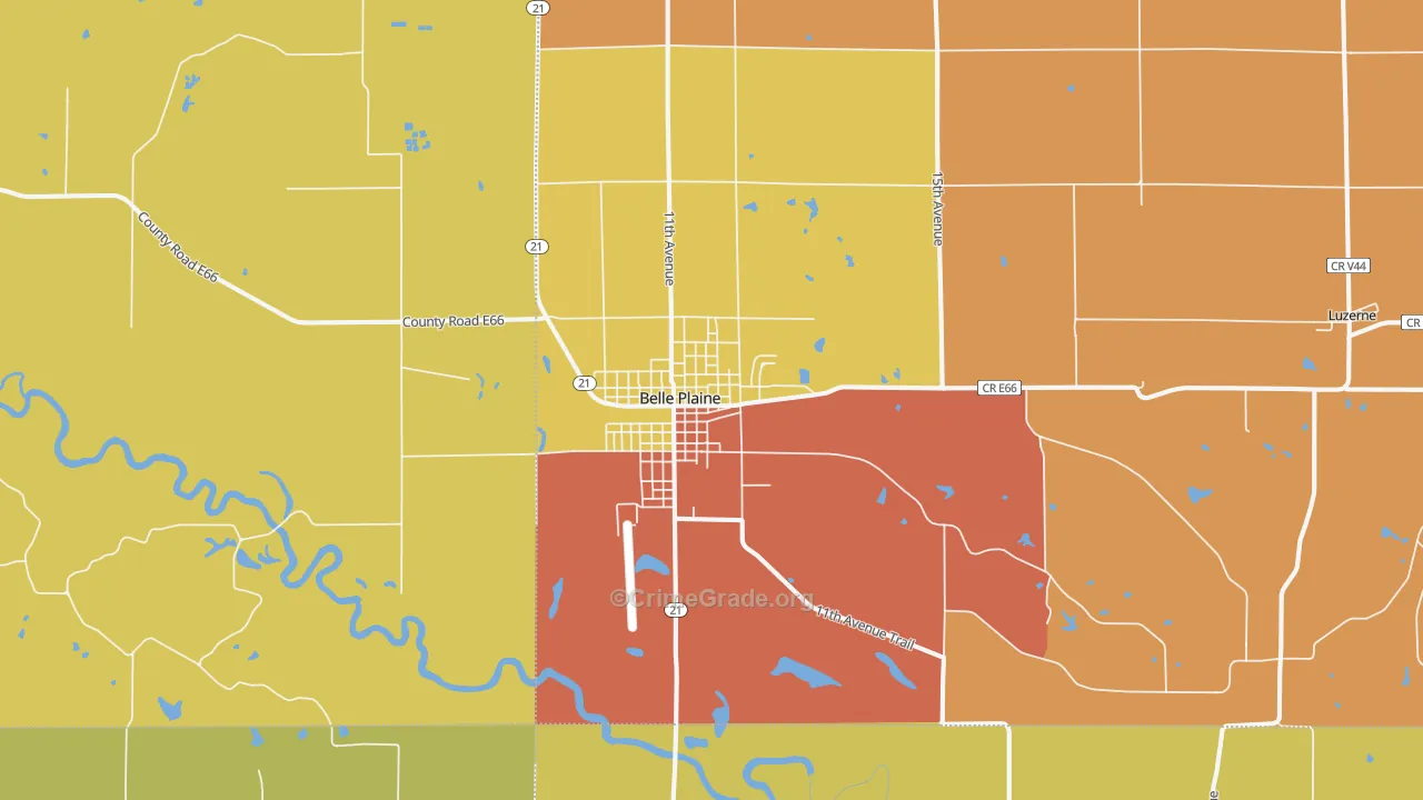 Belle Plaine, IA Map of Assault Rates