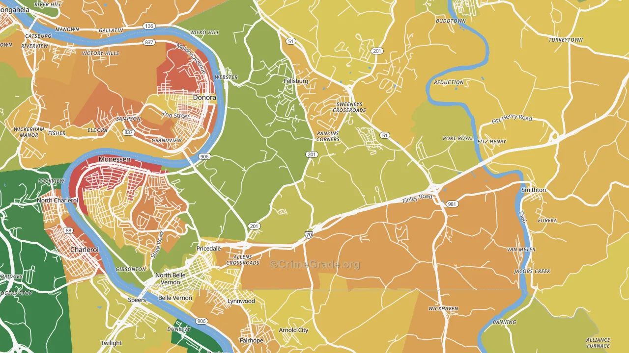 Belle Vernon, PA Map of Assault Rates