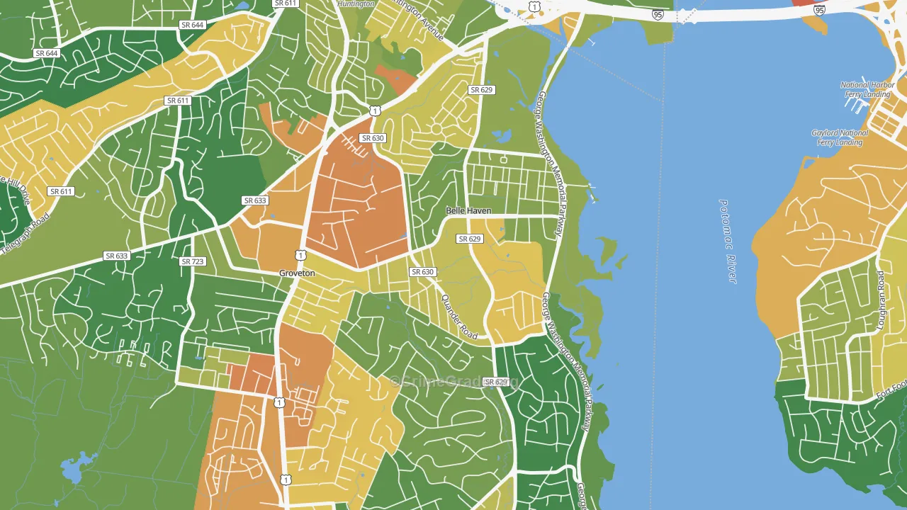 Belle View, VA Map of Assault Rates