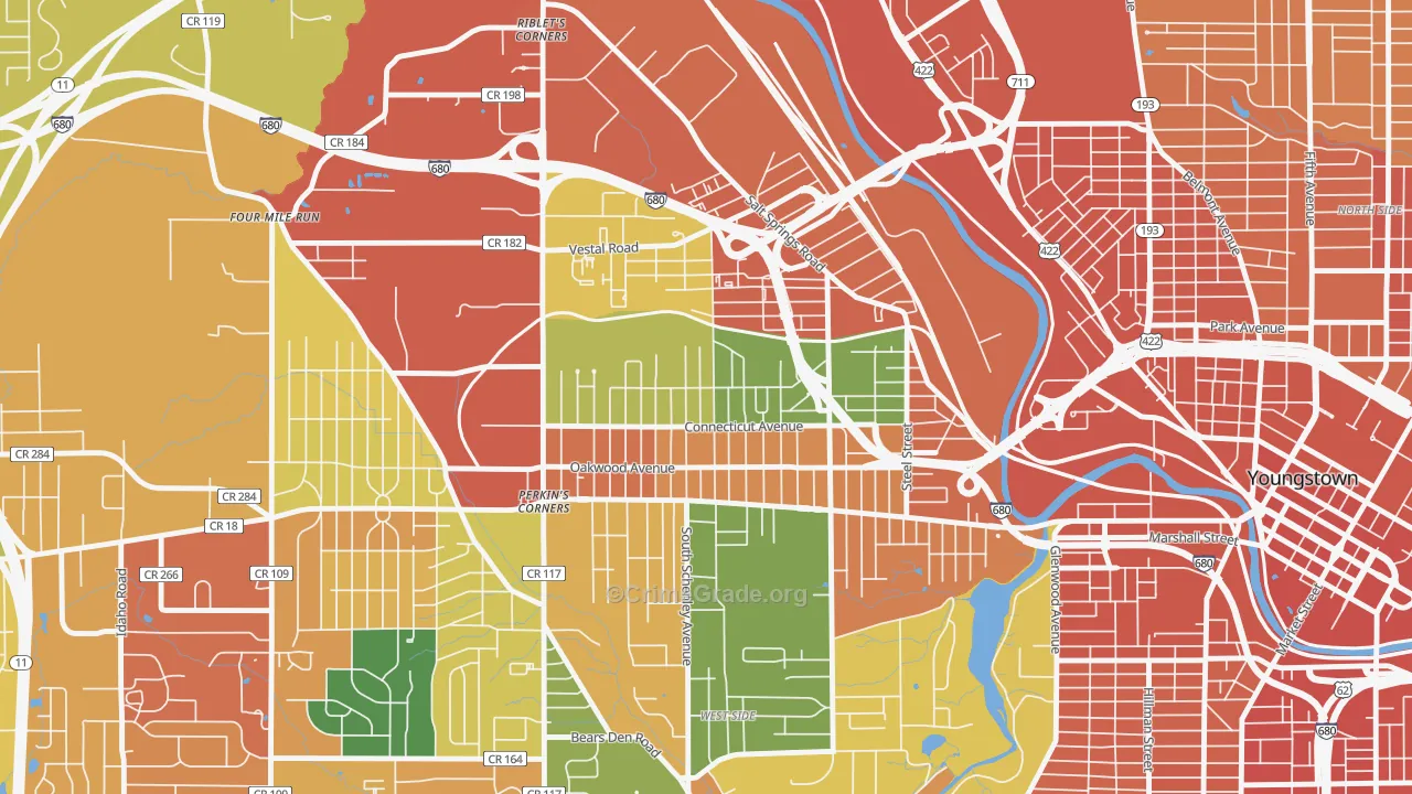 Belle Vista, Youngstown, OH Map of Assault Rates