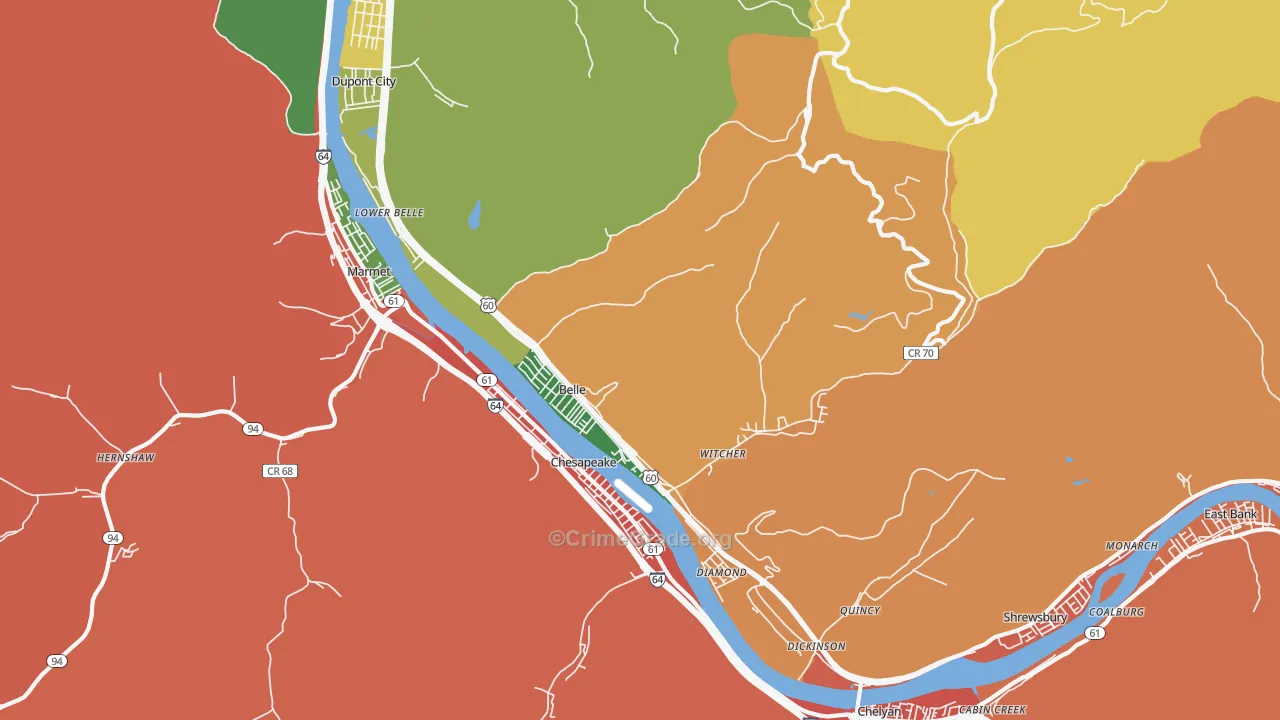 Belle, WV Map of Assault Rates