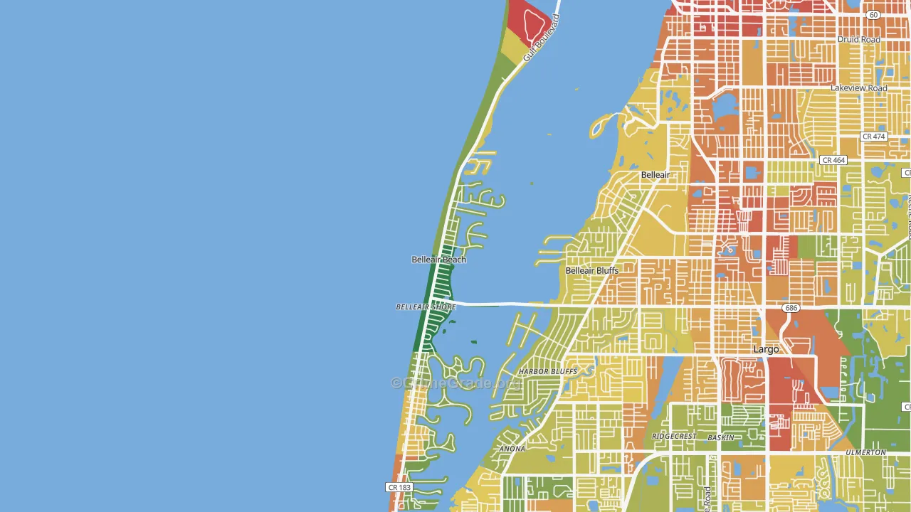 Belleair Beach, FL Map of Assault Rates