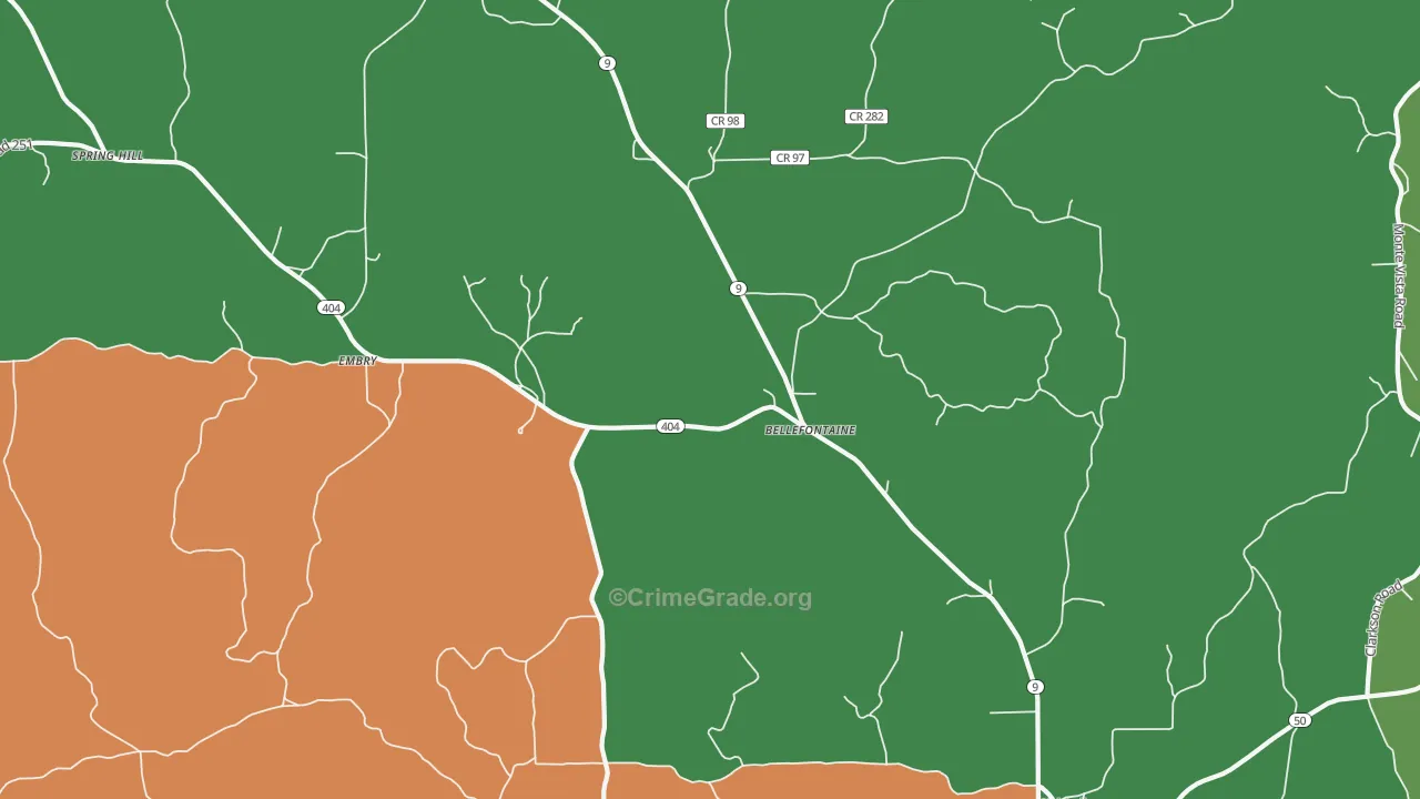 Bellefontaine, MS Map of Assault Rates