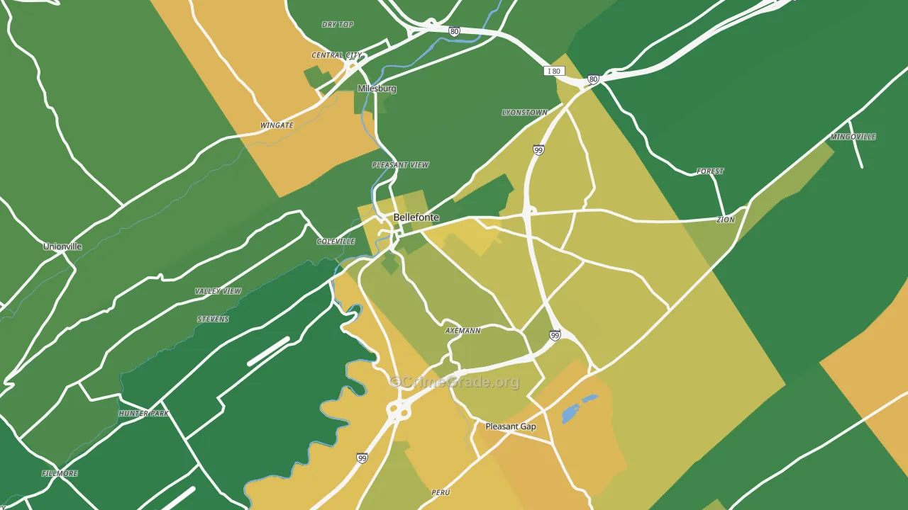 Bellefonte, PA Map of Assault Rates