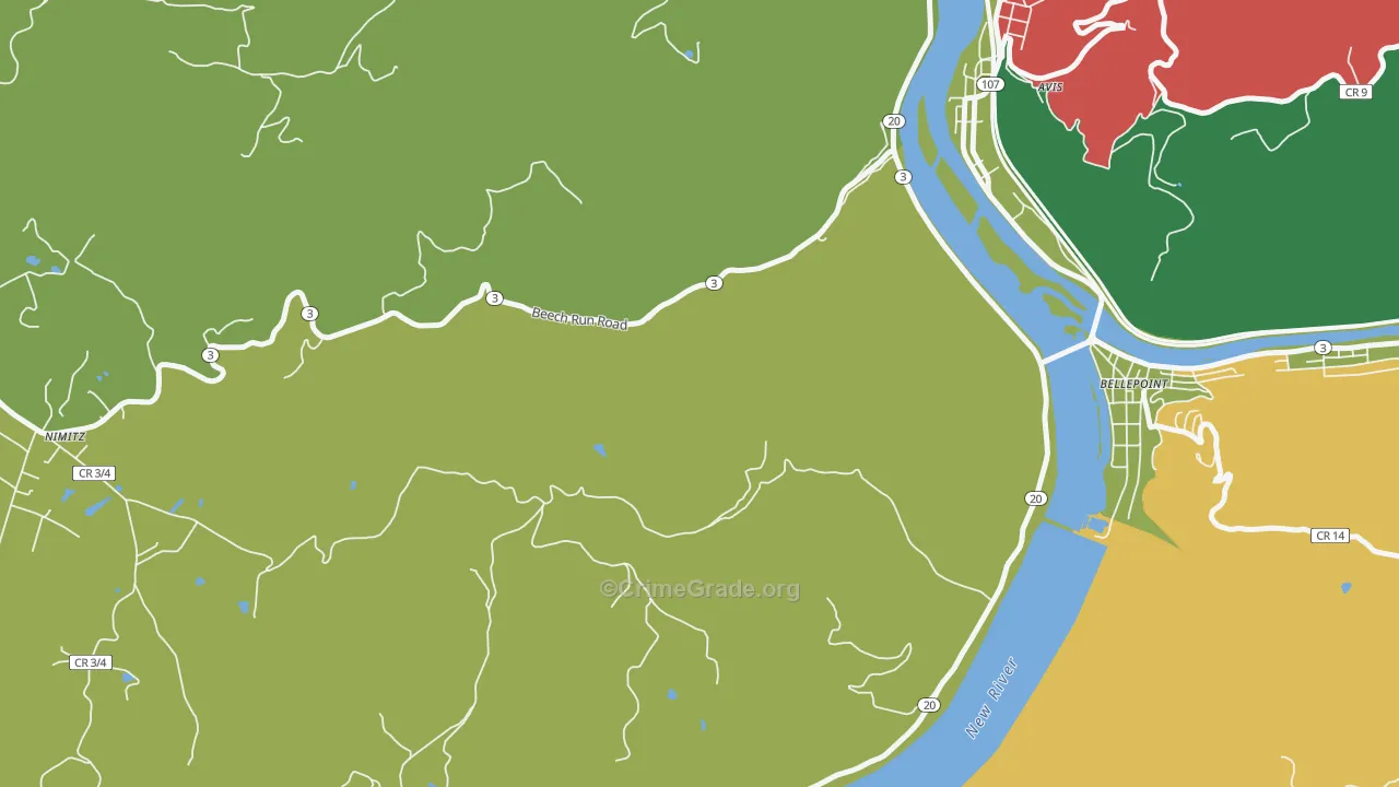 Bellepoint, WV Map of Assault Rates