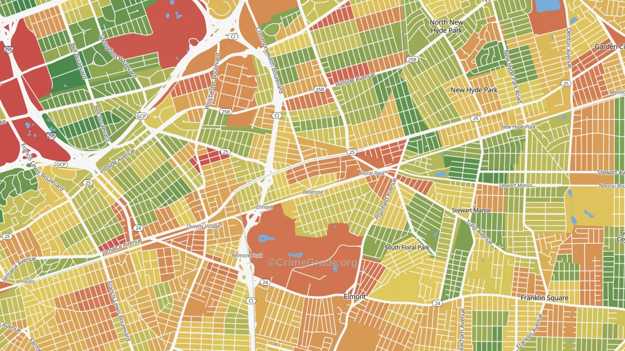 Bellerose, NY Map of Assault Rates