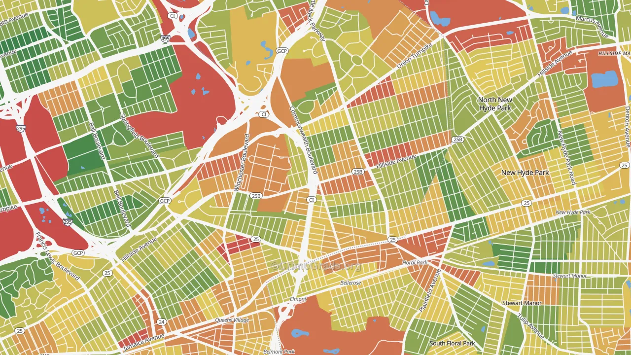 Bellerose, Queens, NY Map of Assault Rates