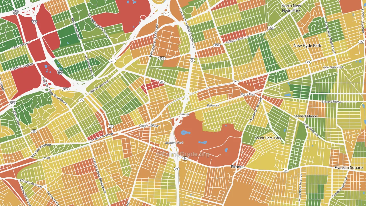 Bellerose Terrace, NY Map of Assault Rates