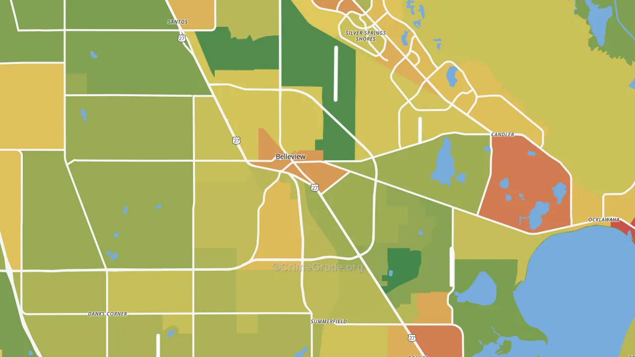 Belleview, FL Map of Assault Rates
