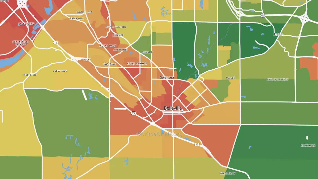 Belleville, IL Map of Assault Rates