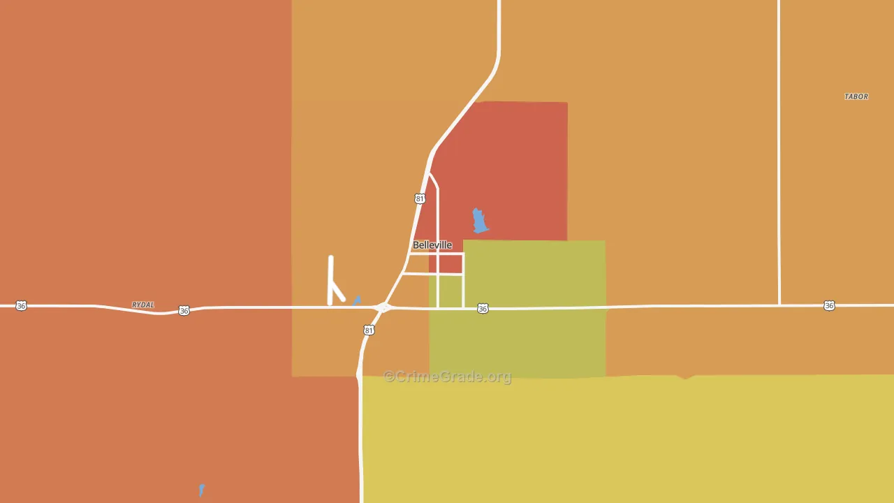 Belleville, KS Map of Assault Rates