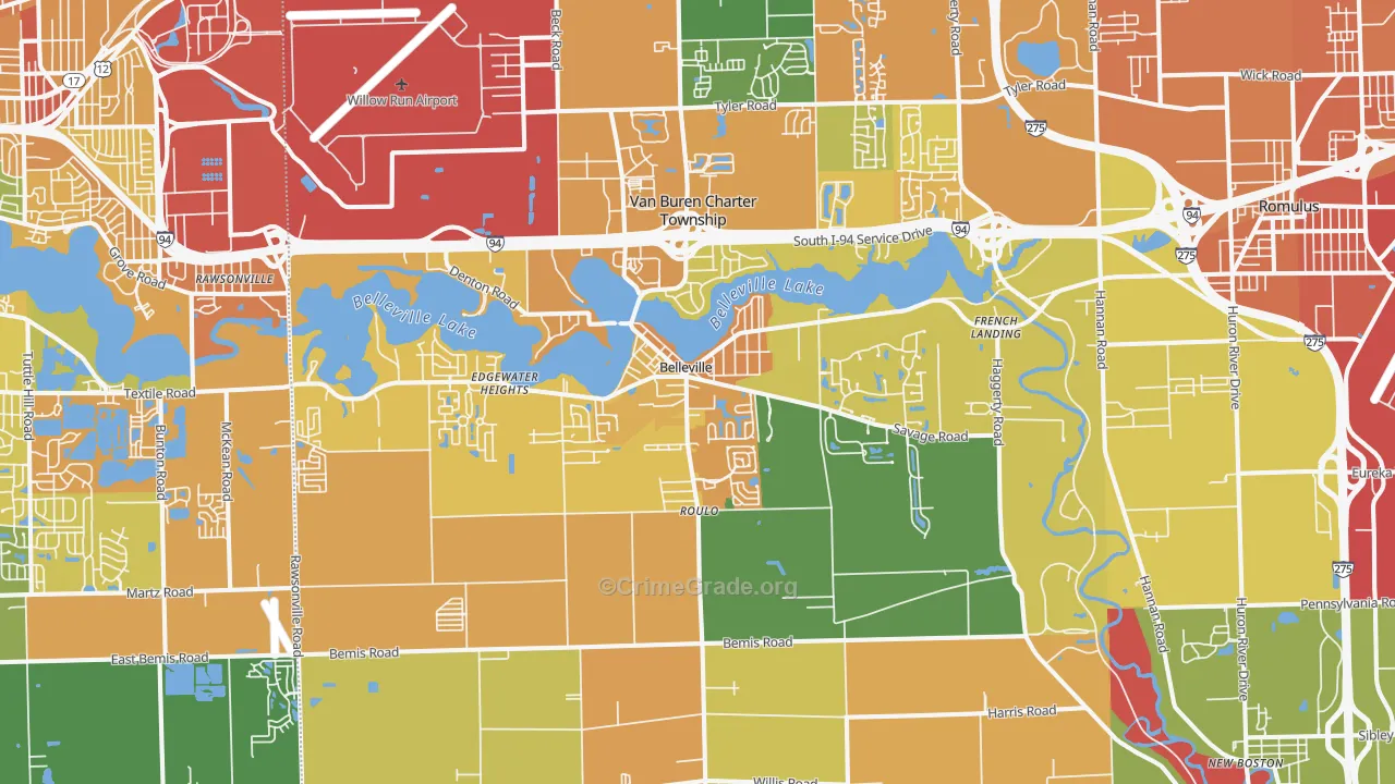 Belleville, MI Map of Assault Rates